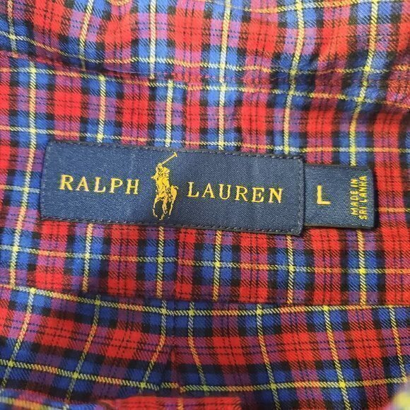 Ralph Lauren Classic Plaid Long Sleeve Button‎ Down Shirt Size Large with Logo - Picture 5 of 7